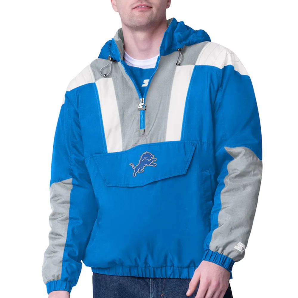 Blue Detroit Lions Charger Half-Zip Pullover Jacket Blue Detroit Lions Charger Half-Zip Pullover Jacket