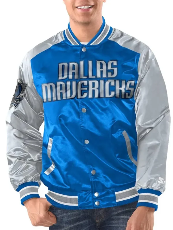Blue/Silver Dallas Mavericks Renegade Varsity Satin Jacket