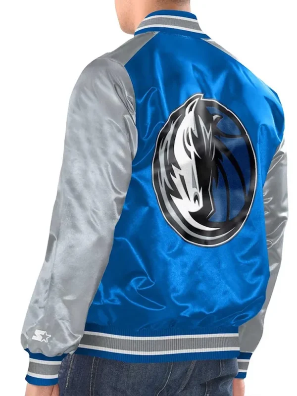 Blue/Silver Dallas Mavericks Renegade Varsity Satin Jacket