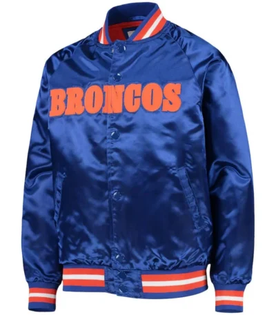 Bomber Denver Broncos Royal Blue Satin Jacket