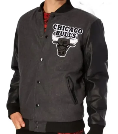 Bulls Varsity Black And Grey Jacket
