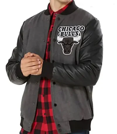 Bulls Varsity Black And Grey Jacket