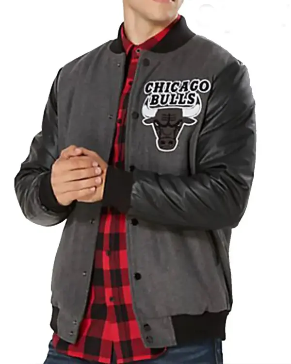 Bulls Varsity Black And Grey Jacket Bulls Varsity Black And Grey Jacket