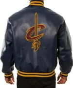Cleveland Cavaliers Navy Blue Varsity Cavs Leather Jacket