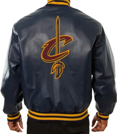 Cleveland Cavaliers Navy Blue Varsity Cavs Leather Jacket