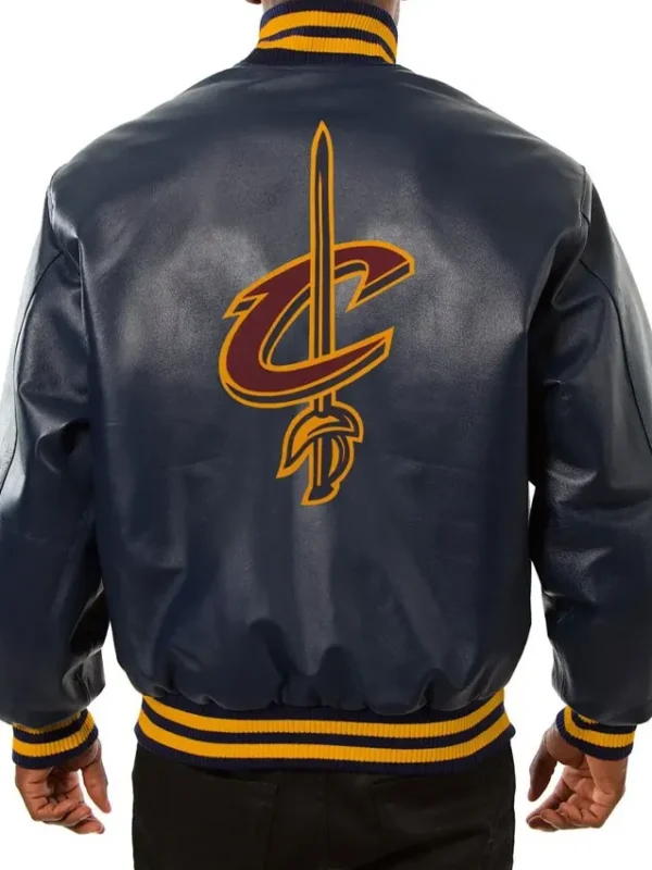 Cleveland Cavaliers Navy Blue Varsity Cavs Leather Jacket