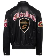 Mens Full Black Cleveland Cavaliers Leather Jacket