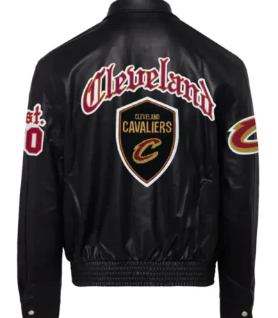 Mens Full Black Cleveland Cavaliers Leather Jacket