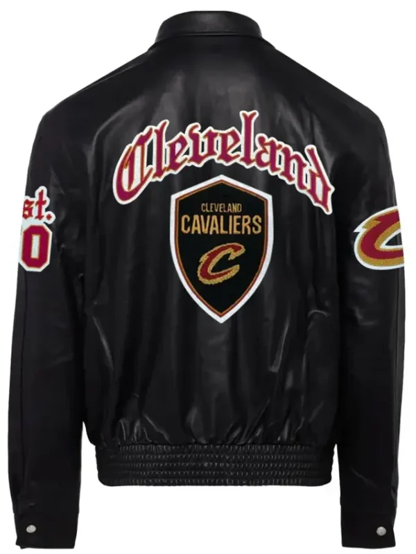 Mens Full Black Cleveland Cavaliers Leather Jacket