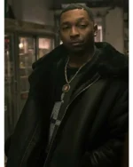 Power Book III Lou Lou Black Leather Shearling Fur Jacket