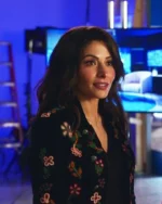 Sex/Life S02 Sarah Shahi Floral Black Bomber Jacket