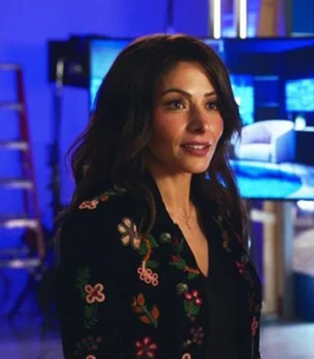 Sex/Life S02 Sarah Shahi Floral Black Bomber Jacket