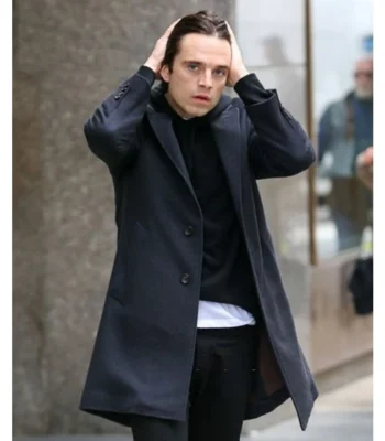 Sharper 2023 Sebastian Stan Gray Coat