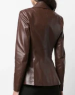 Shiv Roy Succession S04 Brown Leather Blazer