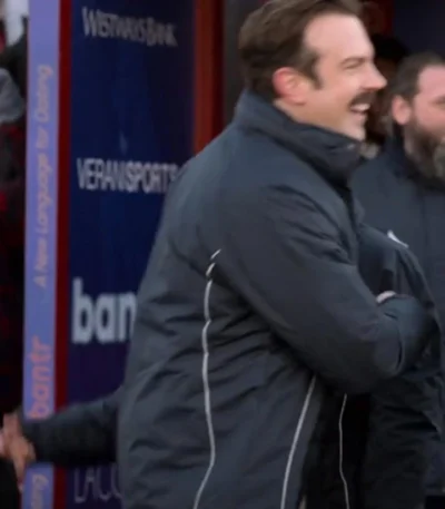 Ted Lasso Jason Sudeikis Black Cotton Track Coat