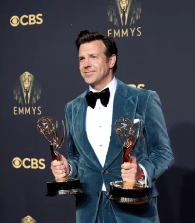 Ted Lasso Jason Sudeikis Blue Velvet Blazer