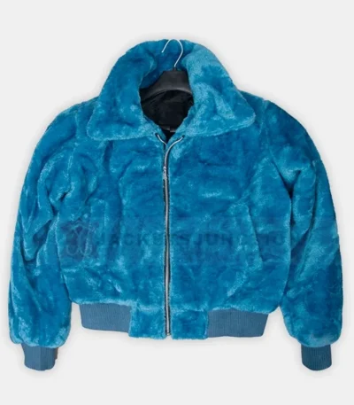 Ted Lasso Keeley Jones Blue Fur Jacket