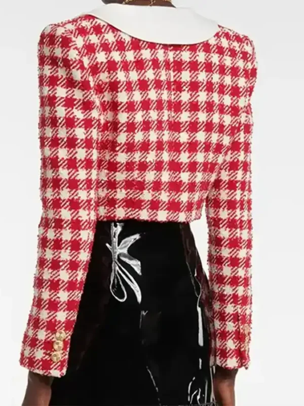 Ted Lasso Season 3 Keeley Jones Red Checked Cropped Jacket