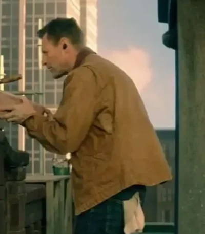 The Bricklayer 2024 Aaron Eckhart Brown Cotton Jacket
