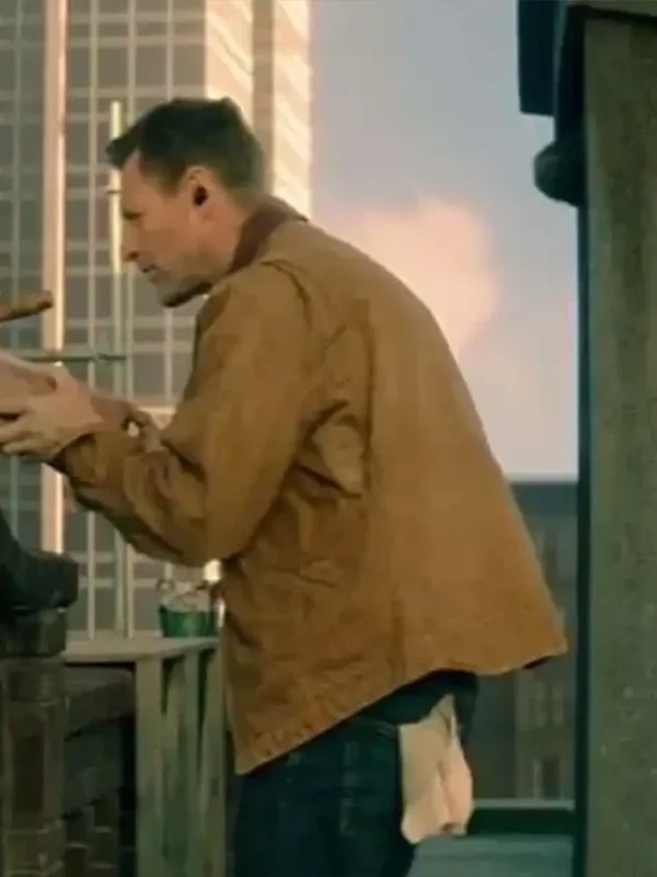 The Bricklayer 2024 Aaron Eckhart Brown Cotton Jacket