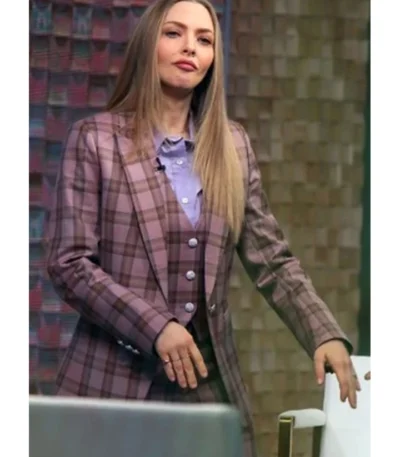 The Dropout S01 Amanda Seyfried Pink Plaid Suit
