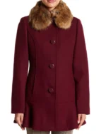 Camila Mendes Riverdale Maroon Shearling Fur Coat