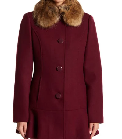 Camila Mendes Riverdale Maroon Shearling Fur Coat