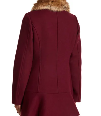 Camila Mendes Riverdale Maroon Shearling Fur Coat