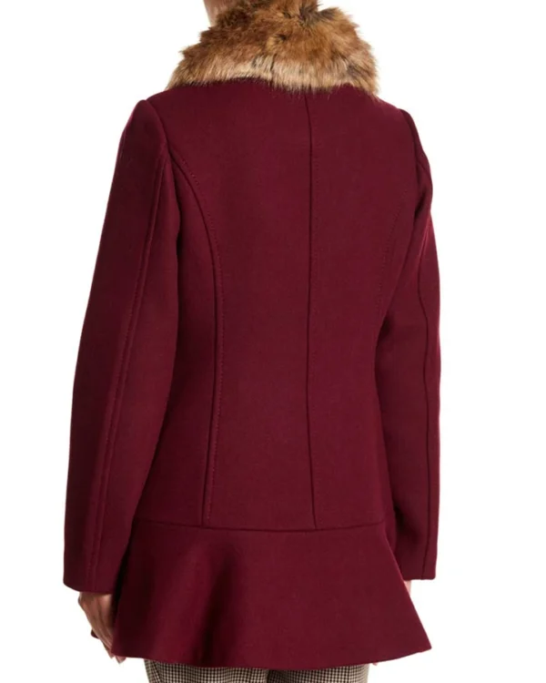 Camila Mendes Riverdale Maroon Shearling Fur Coat