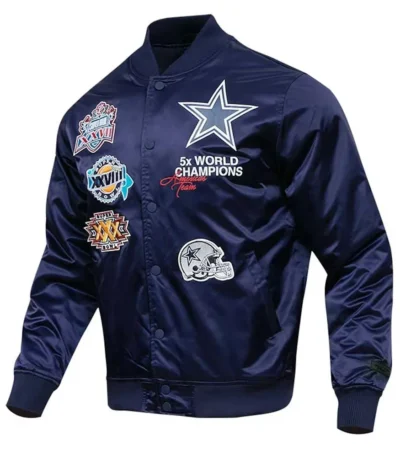Championship Dallas Cowboys Navy Blue Satin Jacket
