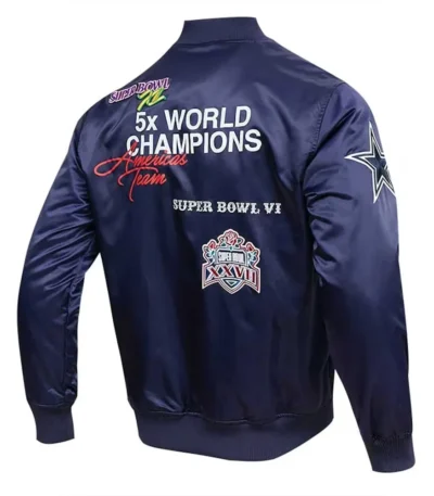 Championship Dallas Cowboys Navy Blue Satin Jacket
