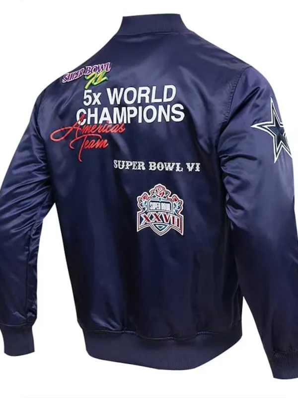 Championship Dallas Cowboys Navy Blue Satin Jacket
