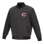Charcoal/Black Cincinnati Reds Varsity Jacket