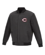 Charcoal/Black Cincinnati Reds Varsity Jacket