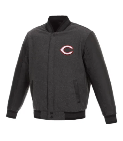 Charcoal/Black Cincinnati Reds Varsity Jacket
