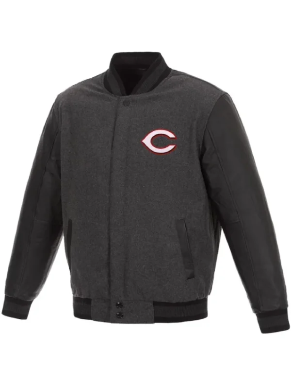 Charcoal/Black Cincinnati Reds Varsity Jacket