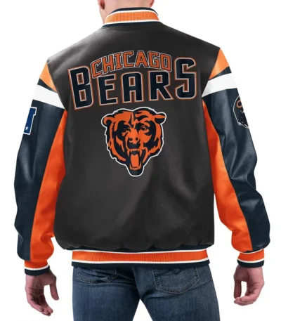 Chicago Bears Black Varsity Full-Zip Leather Jacket