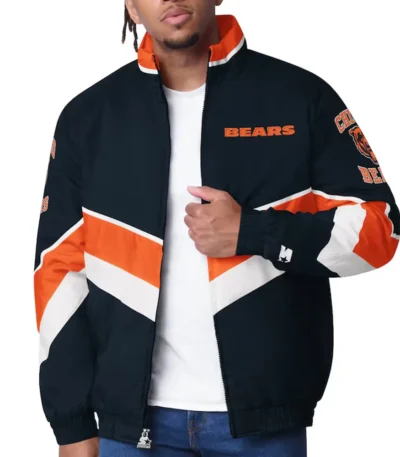 Chicago Bears Captain Navy Varsity Satin Jacket