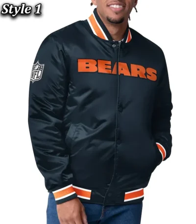 Chicago Bears Closer Navy-Orange Satin Jacket