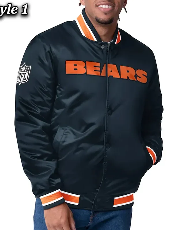 Chicago Bears Closer Navy-Orange Satin Jacket
