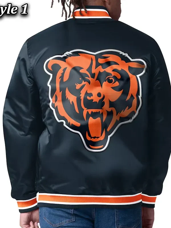 Chicago Bears Closer Navy-Orange Satin Jacket