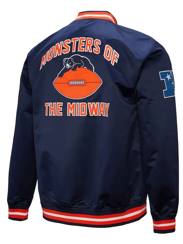 Chicago Bears Double Down Navy Satin Jacket