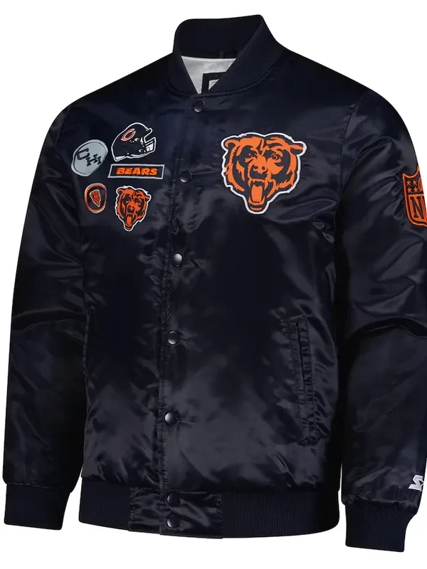 Chicago Bears Exclusive Navy Varsity Satin Jacket