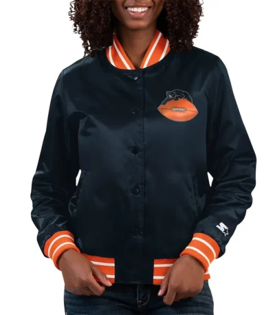Chicago Bears Full Count Navy Satin Jacket