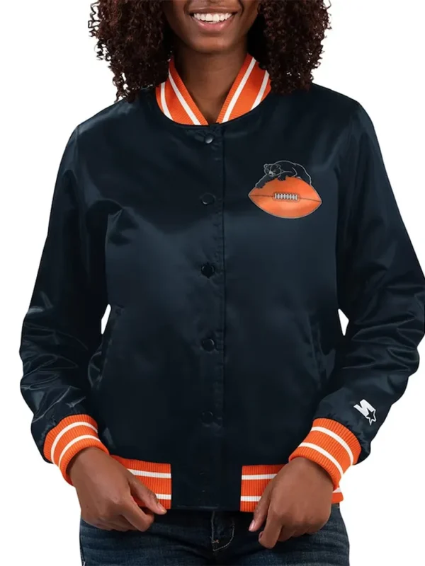 Chicago Bears Full Count Navy Satin Jacket