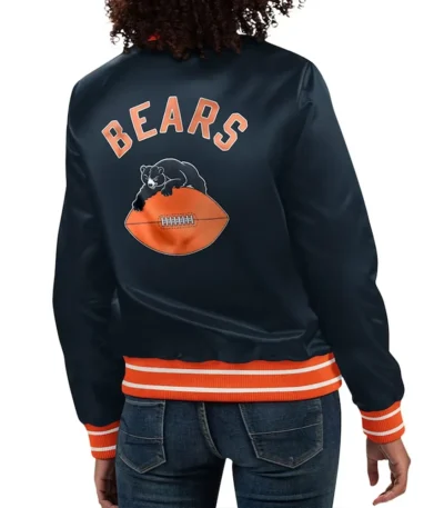 Chicago Bears Full Count Navy Satin Jacket