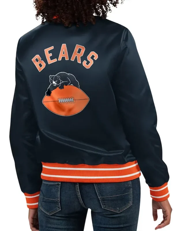 Chicago Bears Full Count Navy Satin Jacket