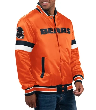 Chicago Bears Home Game Orange Satin Jacket