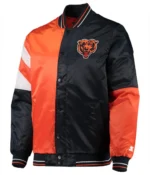 Chicago Bears Leader Navy-Orange Full-Snap Satin Jacket