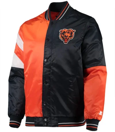 Chicago Bears Leader Navy-Orange Full-Snap Satin Jacket